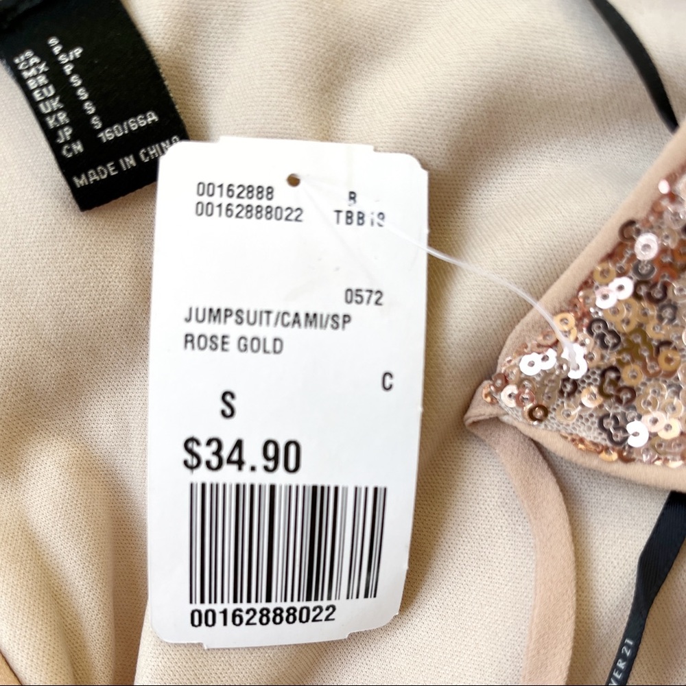 NWT Forever TwentyOne Rose Gold Sequin Jumper, sz Small - Picture 6 of 7